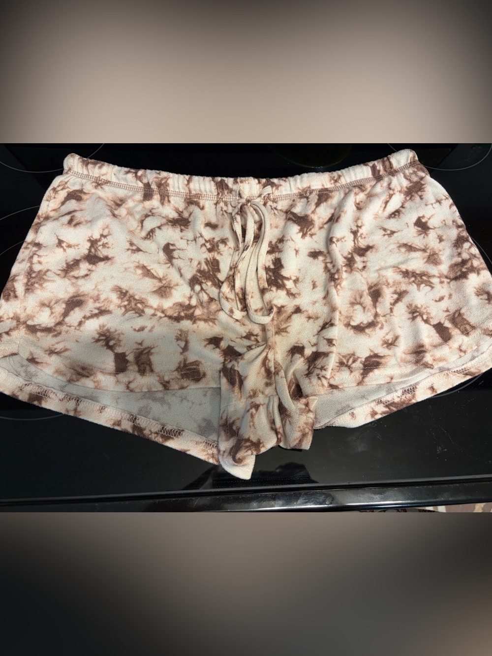 Women's Tie-Dye Lounge Shorts - Beige & Brown Sleep Shorts